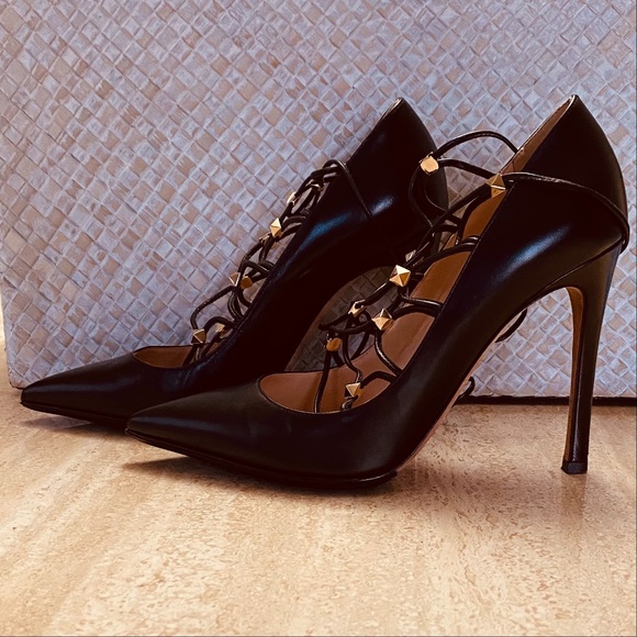Valentino - Black Lace up Pumps - Picture 9 of 16